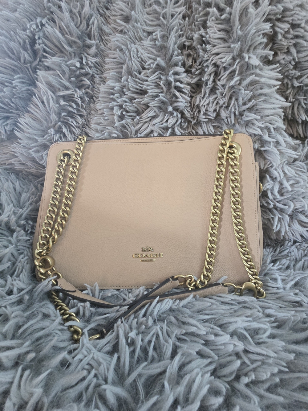 Coach Pebbled Leather Chain Shoulder Bag in Blush